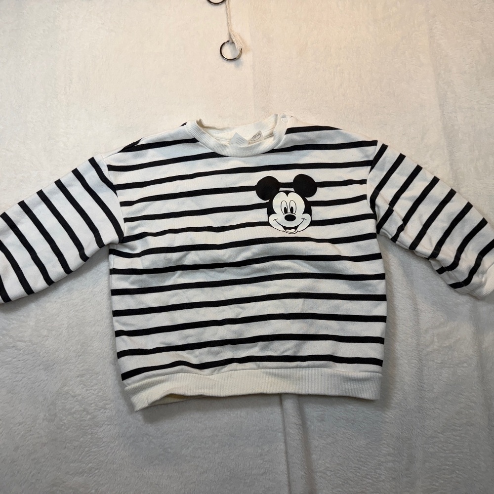 H&M Disney Sweatshirt Toddler Size 2T Striped Mickey Mouse Long Sleeve